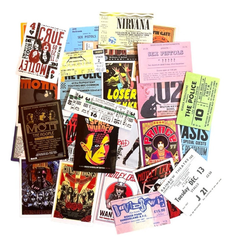35 Stickers Pôster Rock Punk Glam Guns Bowie Nirvana Prince