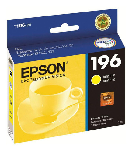 Cartucho Epson T196 Amarillo - Xp-101 Xp-201 Xp-211 Xp-411 