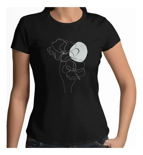 Blusa Playera Casual Mujer Blusa Playera Flores Lineas Arte