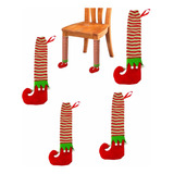 Fundas Decorativas Patas Sillas/ Mesas Duende Navideño 4 Pzs