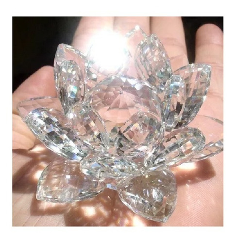 Enfeite Decoração - Flor De Lotus Em Vidro Cristal - Budismo