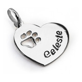 Dije Corazón Plata 925 Huella Perro Gato Hermoso Regalo