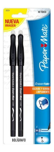 2 Bolígrafo Borrable Pluma Paper Mate Escribe Y Borra Fácil Color De La Tinta Negro Color Del Exterior Negro