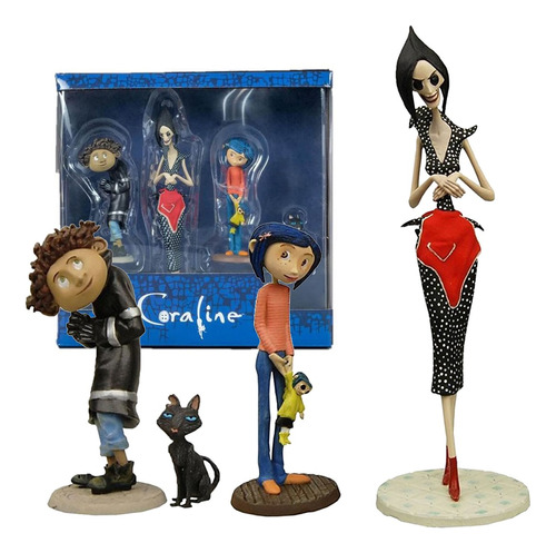 Neca Coraline 4 Figuras Familia Ojos Boton Gato Arpia Wybie 