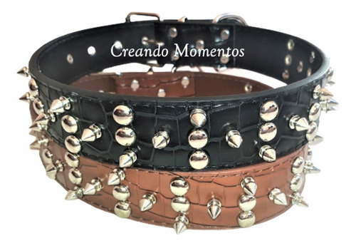 Collar De Cuero P/perro Grande 70 Cm. Con Tachas Y Púas..!!