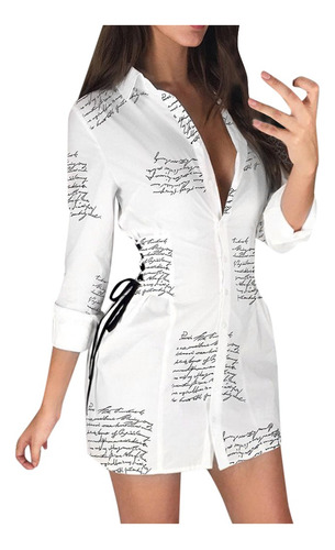 Vestido Sexy De Manga Larga Con Estampado De Letras N Para M