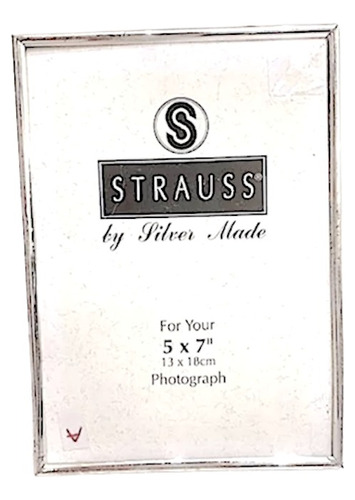 Portarretratos De Metal Plateado Strauss Sin Vidrio  