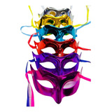 20 Máscaras Veneziana Metalizadas Coloridas Carnaval Gatinha