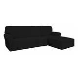 Funda De Sofa Easy-going Color Negro En Forma De L 2 Piezas