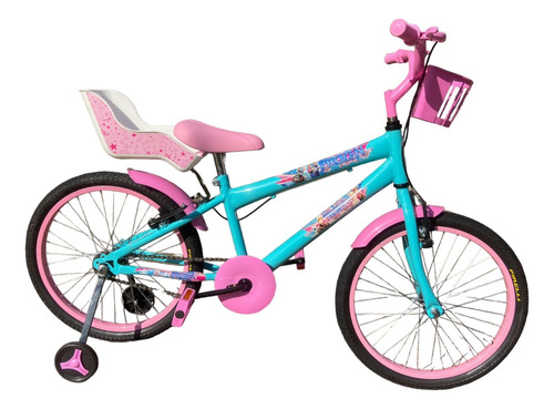 Bicicleta Infantil Aro 20 + Rodinha Lateral Feminina Azul 