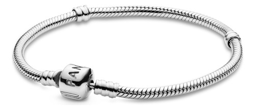 Brazalete Cadena De Serpiente Con Cierre Pandora Moments Color Plata Talla 17 Cm