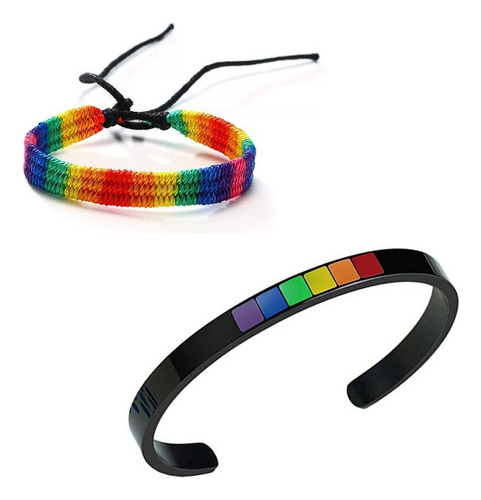 Aehoy 2 Pz Rainbow Lgbt Pride Abierto Pulsera Y Trenzado