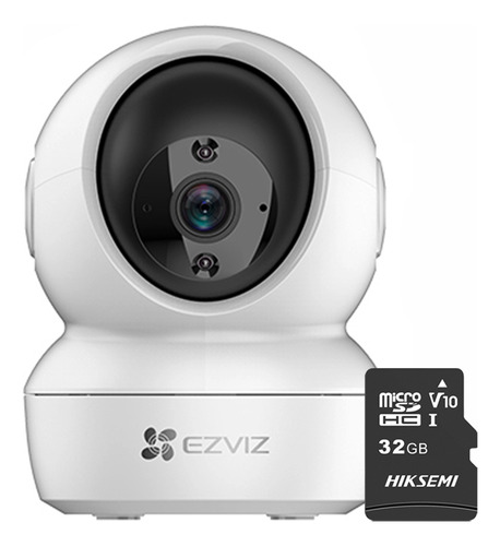 Ezviz Mini Cámara Ptz H6c-plus-32 Pt Ip 2mp Wifi Con Visión Panorámica 360° Seguimiento Inteligente Ideal Para Uso Interior Y Micro Sd De 32gb Con Audio De Bidireccional H6c