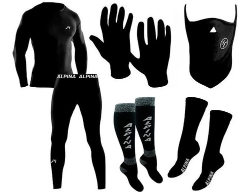 Conjunto Termico+guantes+mascara+medias Pp+medias Gruesas Cu