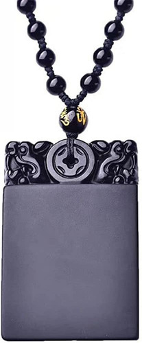 Gneric - Collar Con Colgante De Amuleto De Obsidiana Negra C