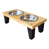 Comedor Para Mascotas (talla M) En Madera De Pino Lacado