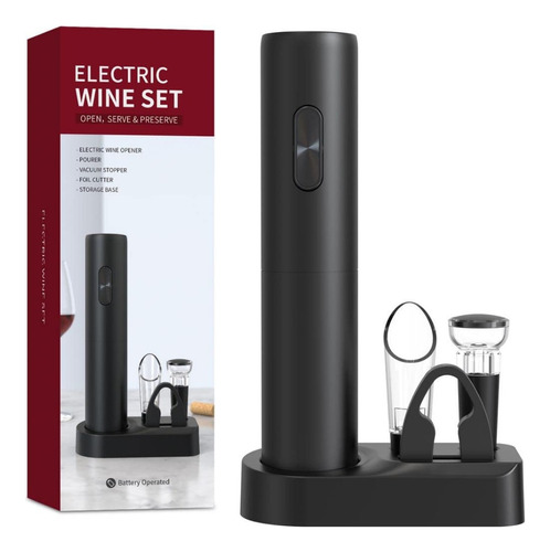 Set Sacacorchos Eléctrico Para Vino 5 En 1 + Base