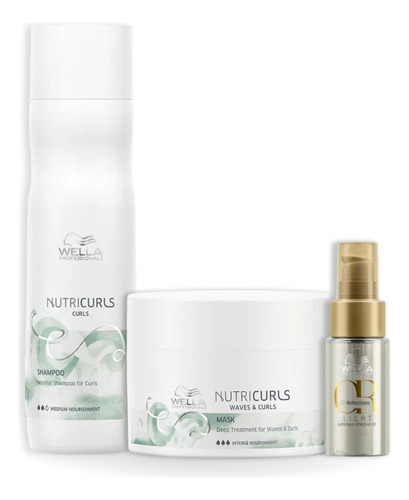 Kit Wella Nutricurls Sh 250ml + Masc 150ml + Óleo Light 30ml