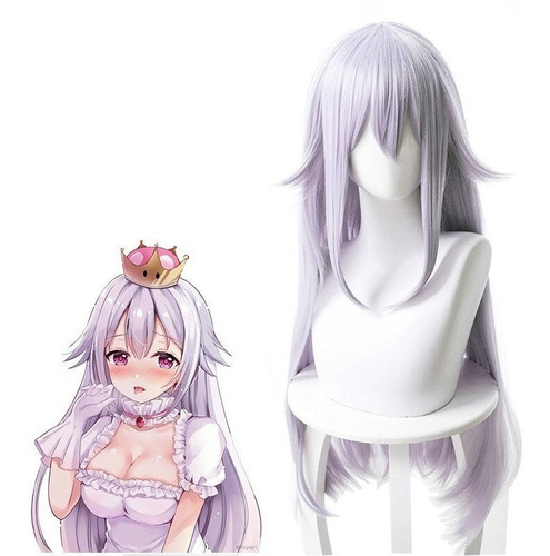 Booette King Boo Peluca Larga Morada Plateada Para Cosplay M