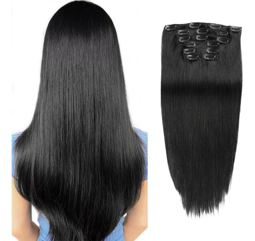 Extensiones De Natural Cabello Clip Cortinas Recta 6 Piezas