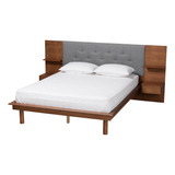 Baxton Studio Cama Eliana (almacenamiento), Queen, Gris/nog.