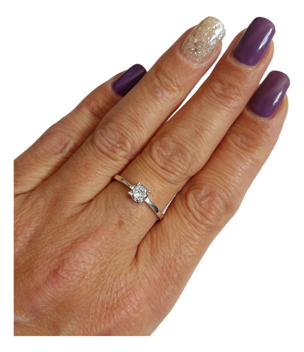 Anillo Solitario Con Cubics Plata 925 Compromiso Boda