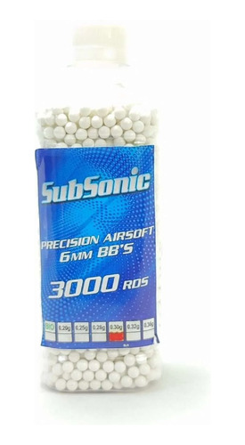 Balines Airsoft (bbs) Subsonic Bio .30g 6mm 3000ct