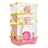 Jaula Equipada Casa P Hamster Mas Sustrato 27x20.5x47cm Color Rosa