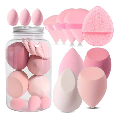 HEOBEI 16 Pcs set de esponjas para maquillaje incluye 7*beauty blender+7*borla maquillaje+Esponja para lavarse la cara+tarro de almacenamiento | MercadoLibre