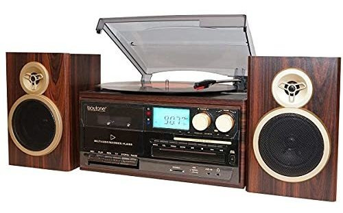 Tocadiscos Bt-28spm Con Bluetooth, Cd, Casete Y Radio Am/fm