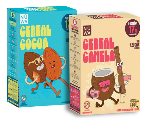 Nüwa 2pack Cereal Cacao Alto En Proteína, Sin Azúcar Añadido