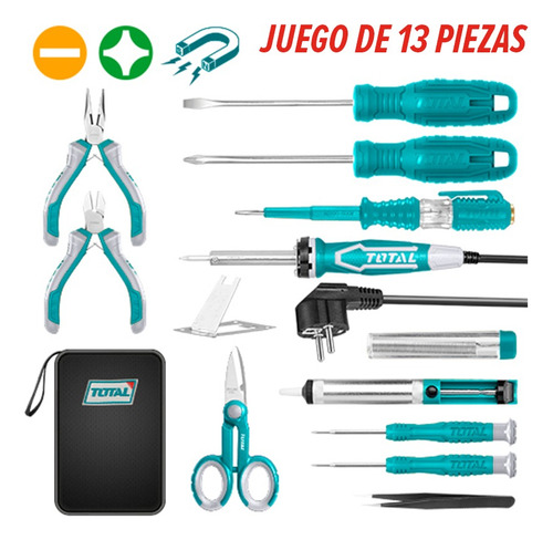 Kit De Herramientas Para Reparación Electronica 13pzas Total Color Turquesa