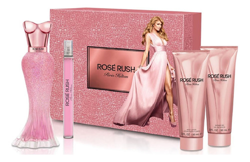 Set Rose Rush Edp 100ml + Bl + Sg + Mini Paris Hilton Dama