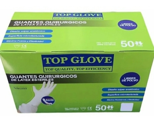 Pack 10 Pares Guantes Quirurgicos Latex Esteriles Talla 7.5