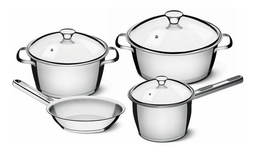 Batería De Cocina Tramontina Allegra 65650-324 Con 4 Piezas Transparente