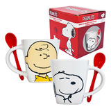 Taza Para Cafe C/cuchara Snoopy Peanuts Ceramica 440ml