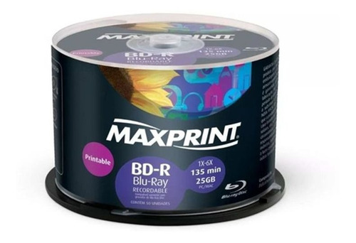 50 Blu Ray Maxprint 25gb Printable Pino Lacrado