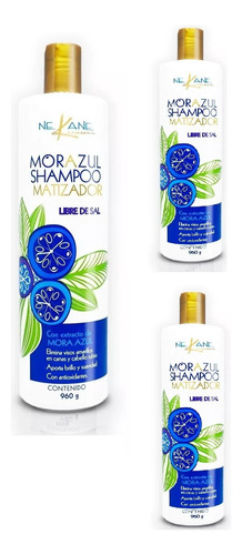 Shampoo Matizador Mora Azul Nekane 960g  3pzas