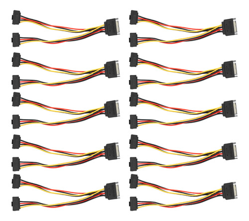 10 Adaptadores De Corriente Sata De 15 Pines, 1 Macho A 2 He