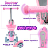 Scooter De Tres Ruedas Para Niños Con Luces Led Ajustable Color Rosa