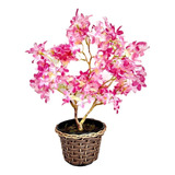 Planta Artificial Mini Árvore Bonsai Jasmim Rosa No Vaso