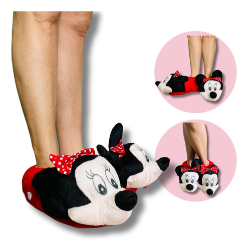 Pantufa Minnie Chinelo Sapato Inverno Sola Antiderrapante