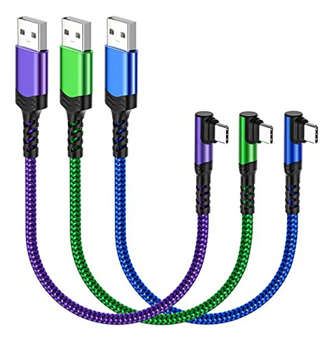 Cable Usb C Corto De 1 Pie  Paquete De 3 Cargadores Tipo C D