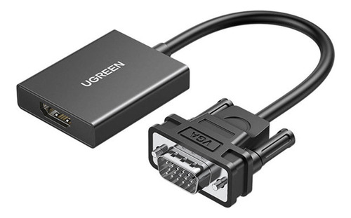 Adaptador De Vídeo Ugreen Vga P/ Hdmi Macho/fêmea Preto