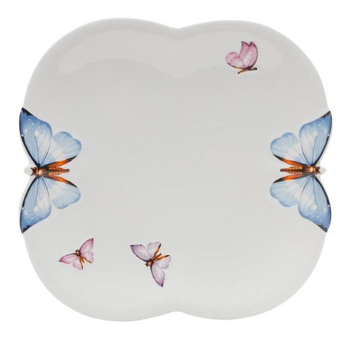 Jogo 6 Pc Pratos Wolff De Porcelana P/jantar Borboletas 24cm