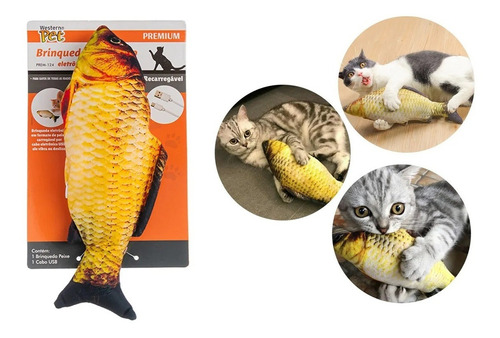 Colorido Pet Cat Brinquedo Elétrico Balanço Peixe Interati Modelos Dourado