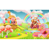 Painel  Banner Decorativo Mundo Doces Sweet Candy 1,8