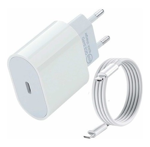 Cabo + Fonte Compatível iPhone SE X Xr 11 12 13pro Usb-c 20