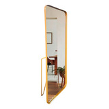 Espelho De Chão Retangular Moldura Em Metal 150x70 Com Apoio