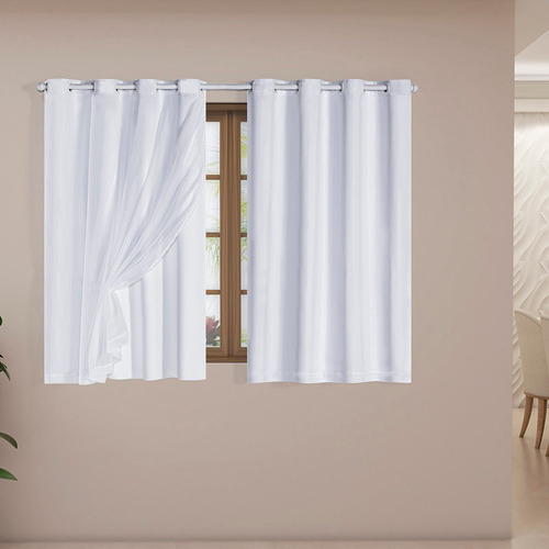 Cortina Curta Blackout Pvc Com Tecido Voil 2,80 X 1,60